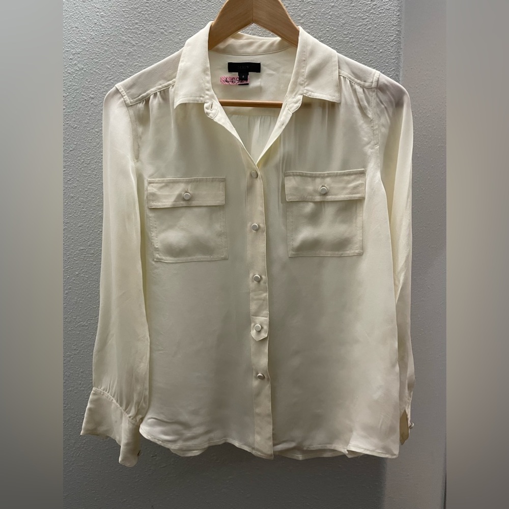 J. Crew 100% silk button up  blouse. Size 8